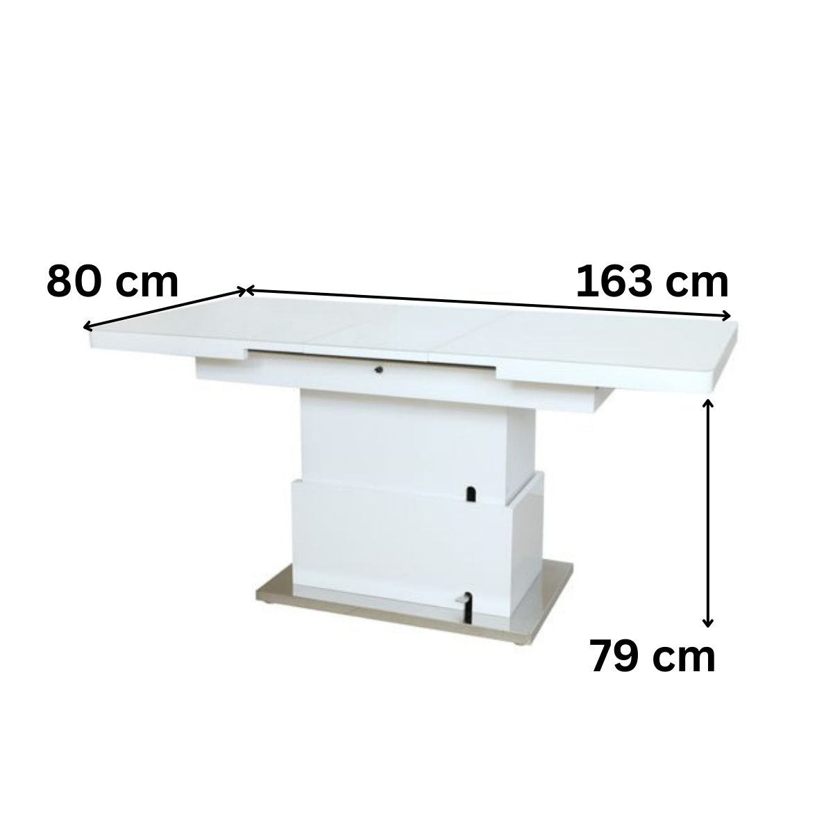 Couchtisch Fermo Weiß - Silber Tischplatte aus Glas ausziehbar höhenverstellbar