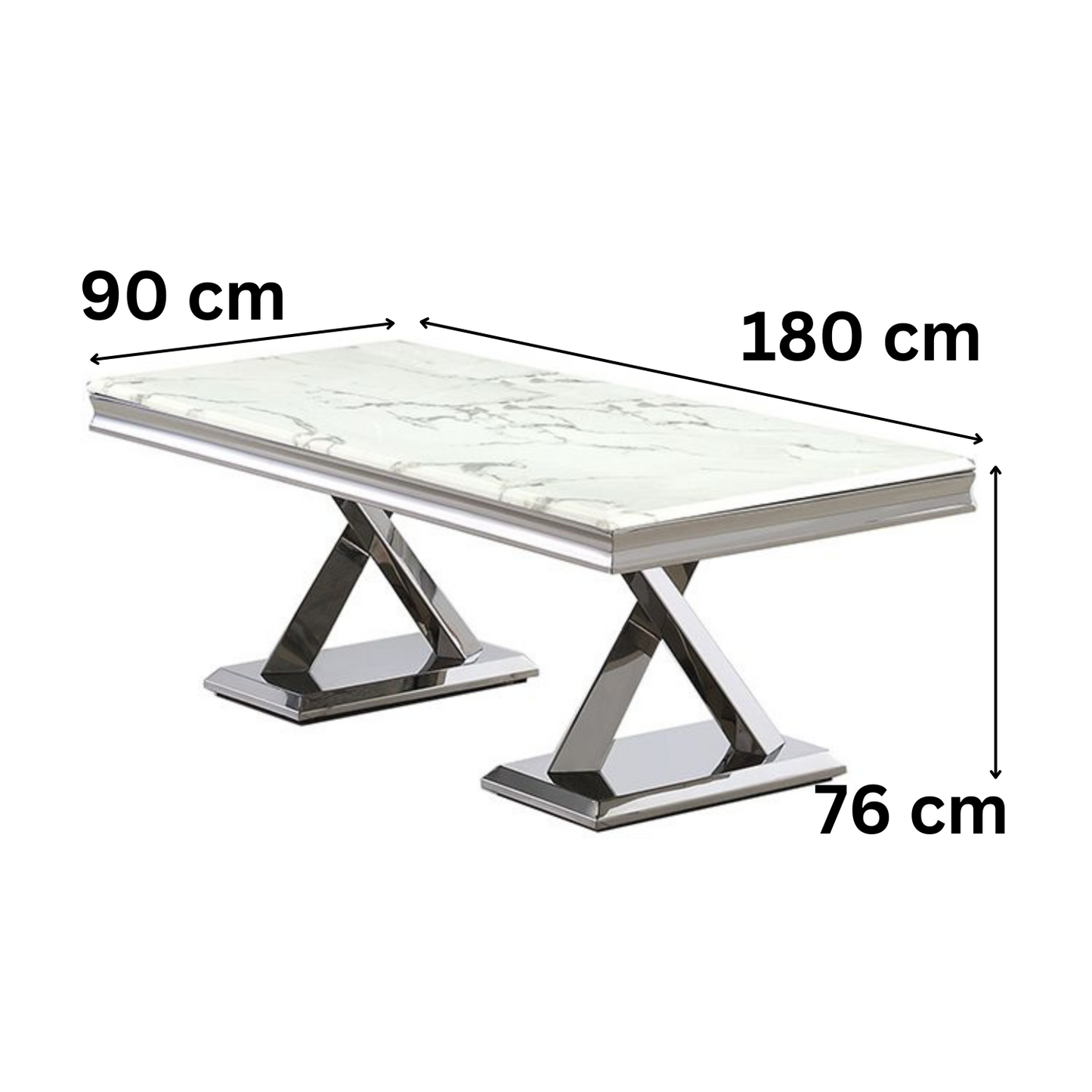 Moderner Eleganter Esstisch mit Marmor-Optik und goldfarbenem Edelstahlgestell 180 x 90 x 76 cm