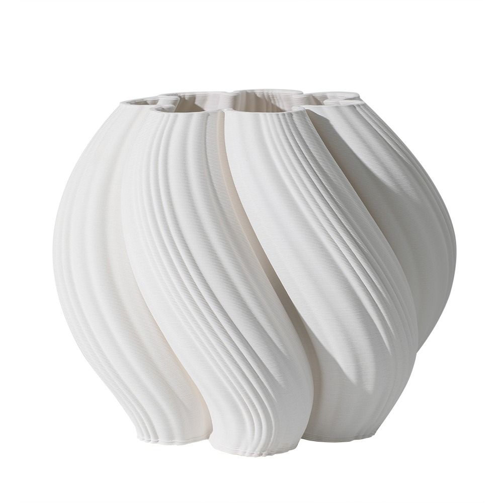 Design-Vase LUCA Skulpturale Keramikvase mit gedrehtem 3D-Rippenmuster
