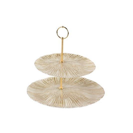 Bricard Fiber Etagere 2-stöckig | 21–28 cm – Weiß-Gold
