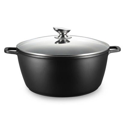 Kochtopf Omega Aluminium 2-tlg. mit Deckel schwarz 6,0 L – Ø28 x 12,5 cm