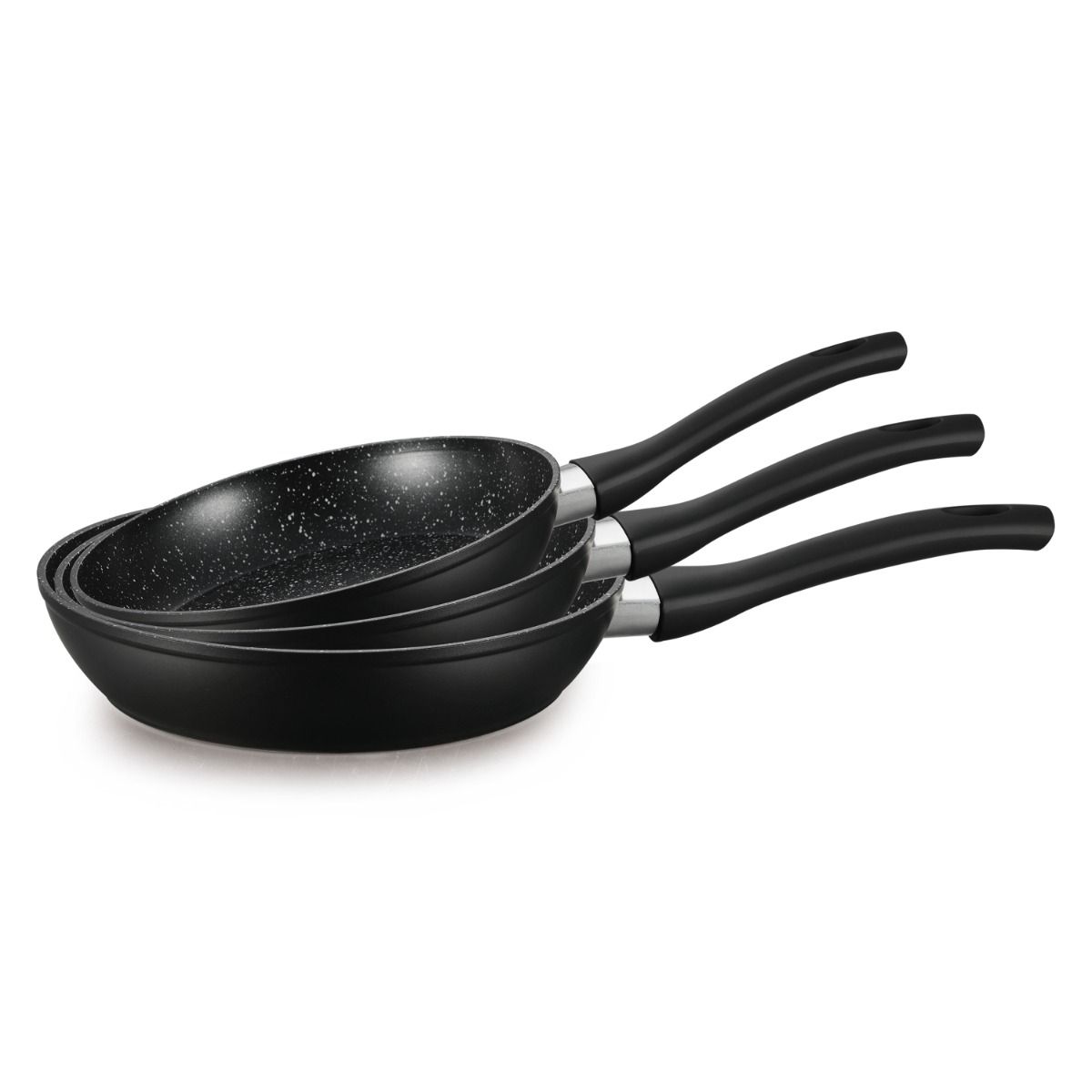 Pfannen Set Nova 3-tlg. Ø20/24/28 CM Induktion antihaft Marmordesign schwarz