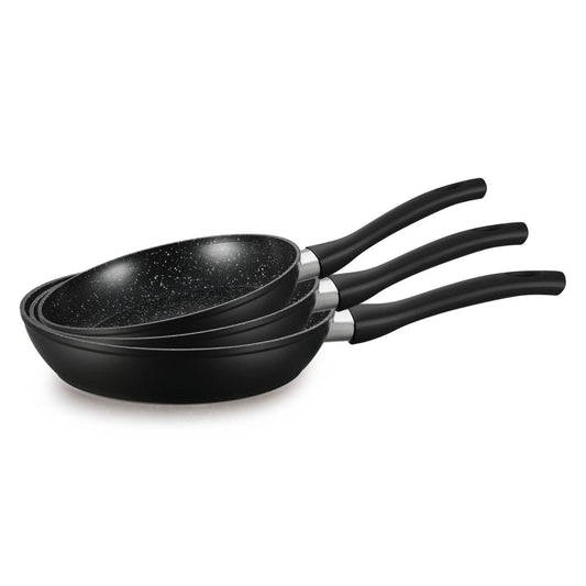 Pfannen Set Nova 3-tlg. Ø20/24/28 CM Induktion antihaft Marmordesign schwarz