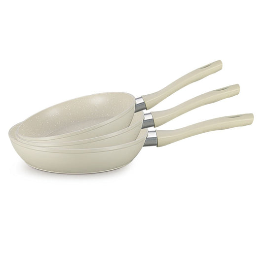 Pfannen Set Nova 3-tlg. Ø20/24/28 CM Induktion antihaft Marmordesign beige