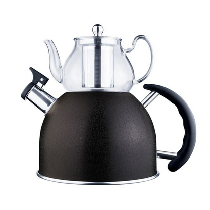 Teekanne Gaya Retro 2er Set 2,5 L Hitzebeständig Schwarz