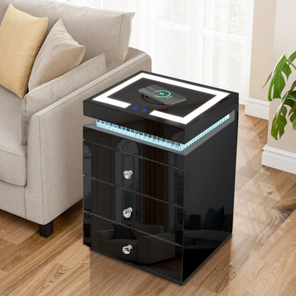 Nachttisch LUXORA BEAT LED-Beleuchtung und Bluetooth Schwarz 45X40X66H CM