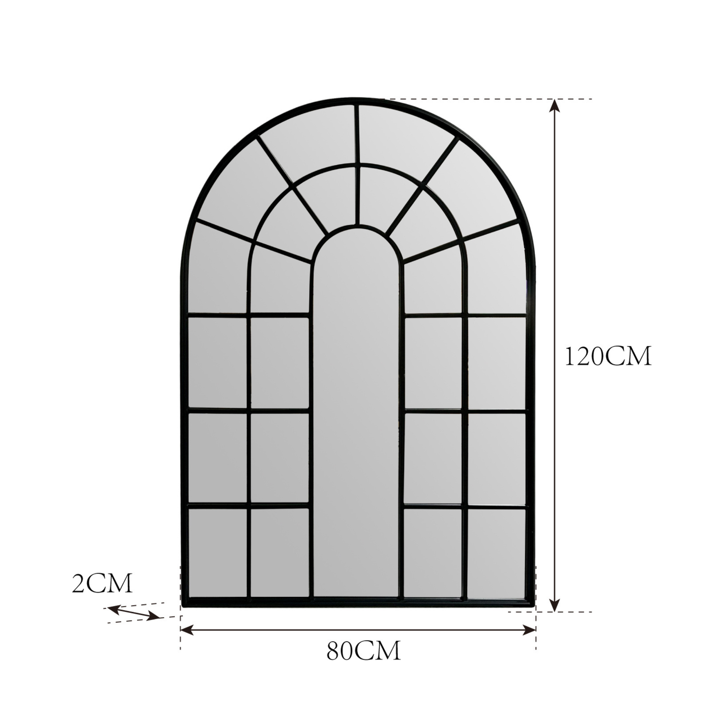 Moderner Metallrahmen Wandspiegel im Fenster-Optik Schwarz 120 x 80 cm