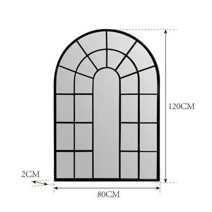 Moderner Metallrahmen Wandspiegel im Fenster-Optik Schwarz 120 x 80 cm