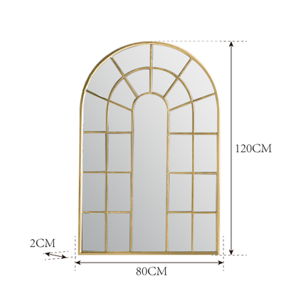Moderner Goldner Metallrahmen Wandspiegel im Fenster-Optik 120 x 80 cm