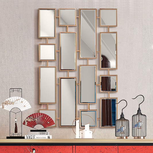 Dekorative Wandspiegel in Schwarz / Gold 120x80 cm