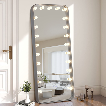 Moderne Ganzkörperspiegel/Standspiegel mit Bluetooth und LED Beleuchtung Silber 180 x 80 cm