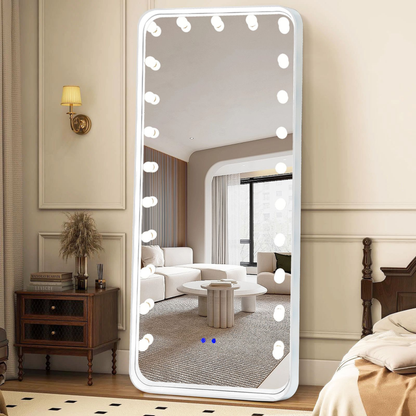 Moderne Ganzkörperspiegel/Standspiegel mit Bluetooth und LED Beleuchtung Weiss 180 x 80 cm