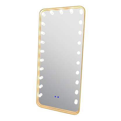 Moderne Ganzkörperspiegel/Standspiegel mit Bluetooth und LED Beleuchtung Gold 180 x 80 cm