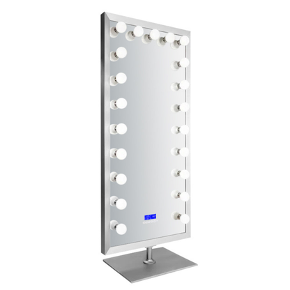 Standspiegel/Ganzkörperspiegel mit LED-Beleuchtung und Bluetooth-Lautsprecher integriert Silber 180x80 cm