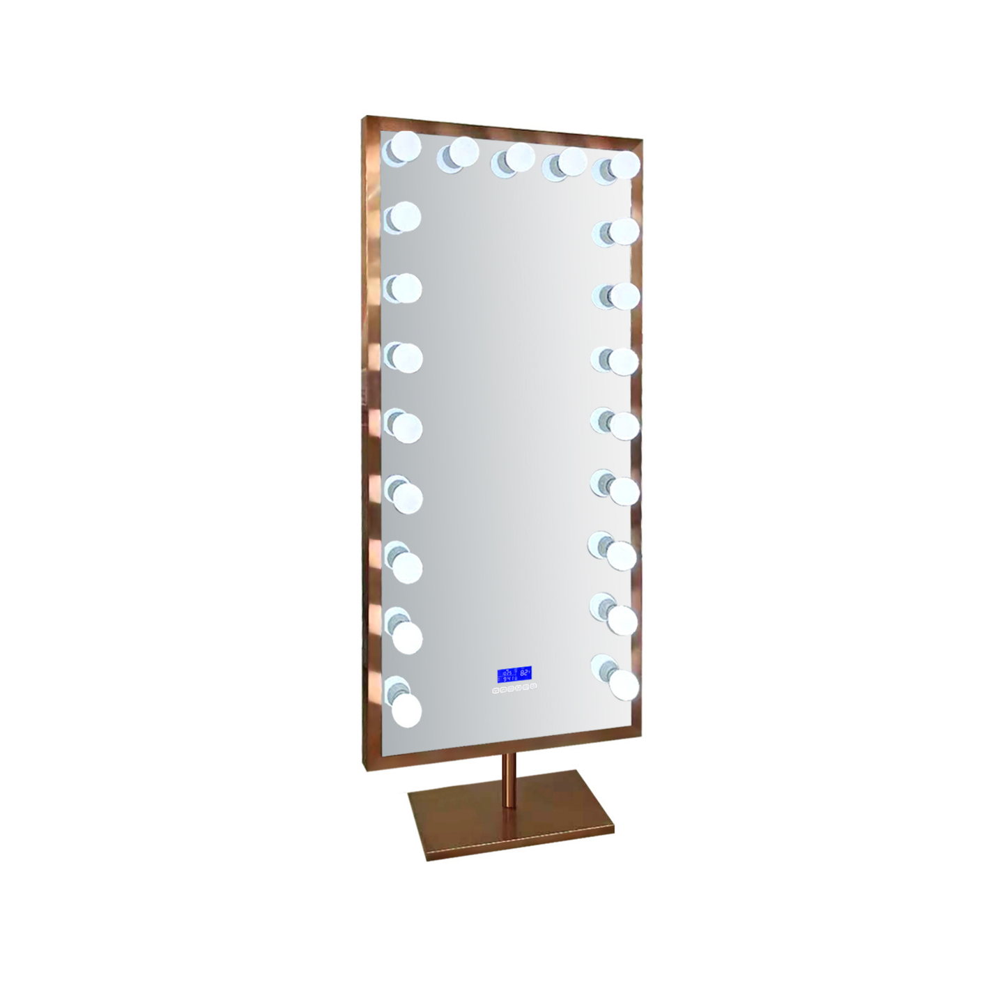 Standspiegel/Ganzkörperspiegel mit LED-Beleuchtung und Bluetooth-Lautsprecher integriert Gold 180x80 cm