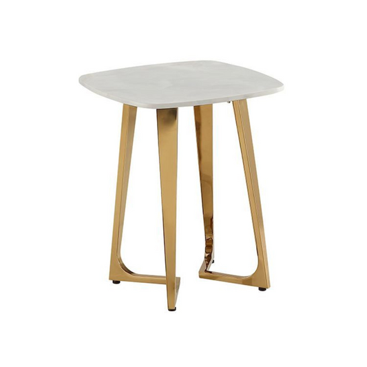 Beistelltisch BARI 2-tlg. Marmoroptik Gold 50x50x55 cm