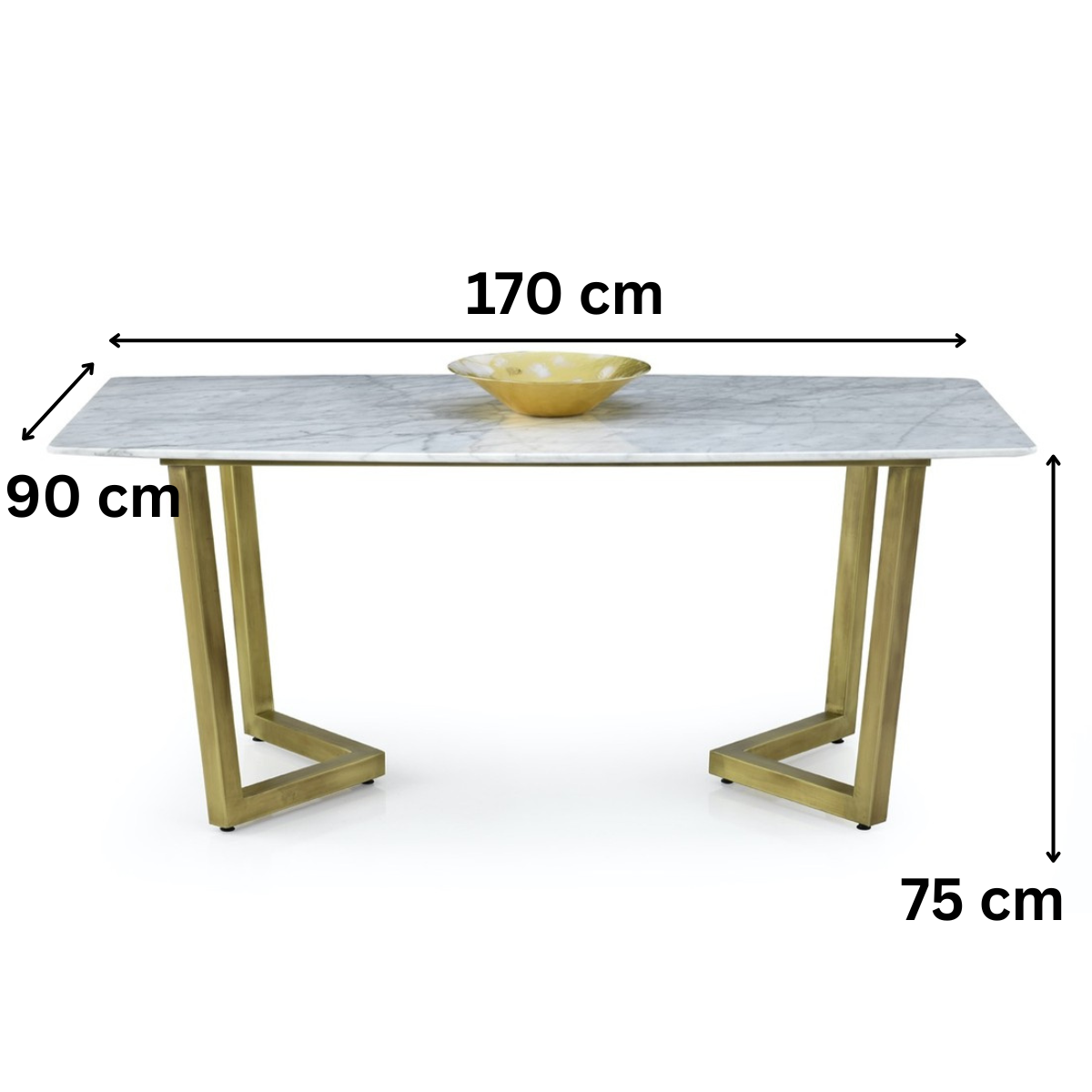 Esstisch Marmor – 170 x 90 x 75 cm Silberfarbenes Metallgestell & edle Marmorplatte