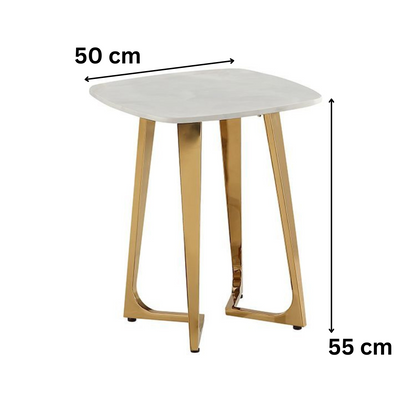 Beistelltisch BARI 2-tlg. Marmoroptik Gold 50x50x55 cm