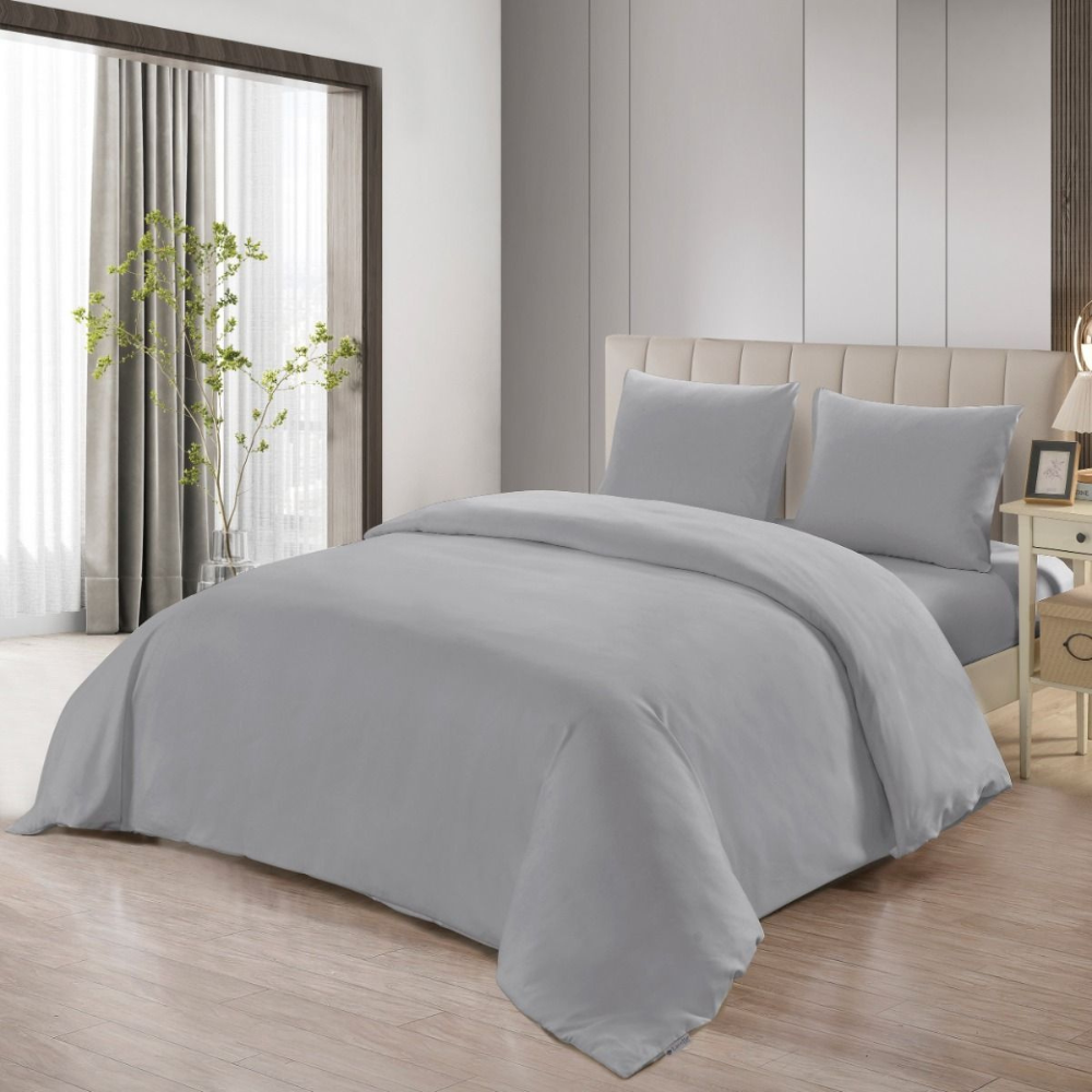 Bettwäsche-Set SADE Komplett-Set inkl. Spannbettlaken aus weicher Mikrofaser grau 200cm