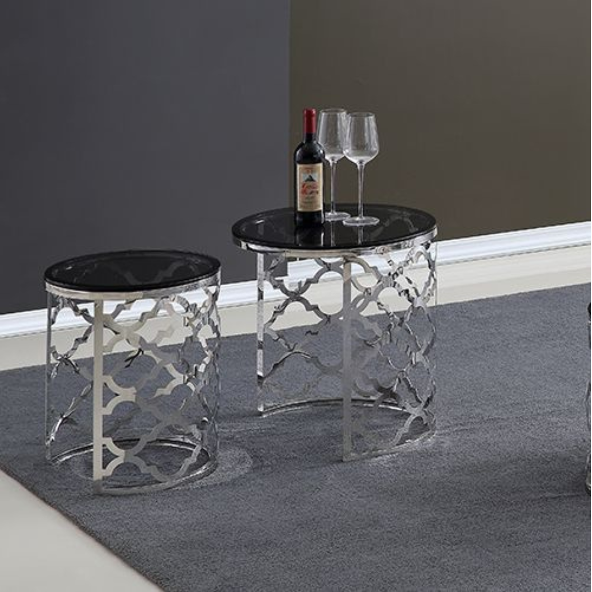FORLI Beistelltisch grau 2-teilig Ø50X55CM