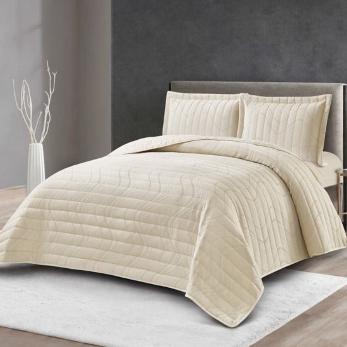 Tagesdecke Set Hale Überwurf Decke 3-Teilig 240 x 250 cm , atmungsaktiv 2-Personen