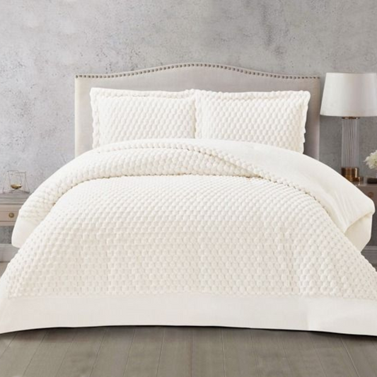 Tagesdecke Set Hayal Überwurf Decke 3-Teilig 240 x 250 cm , atmungsaktiv 2-Personen Weiß