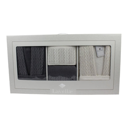 Bademantel - Wellness Set Sena 6-teiliges Luxus Set aus Baumwolle Hellgrau-Creme
