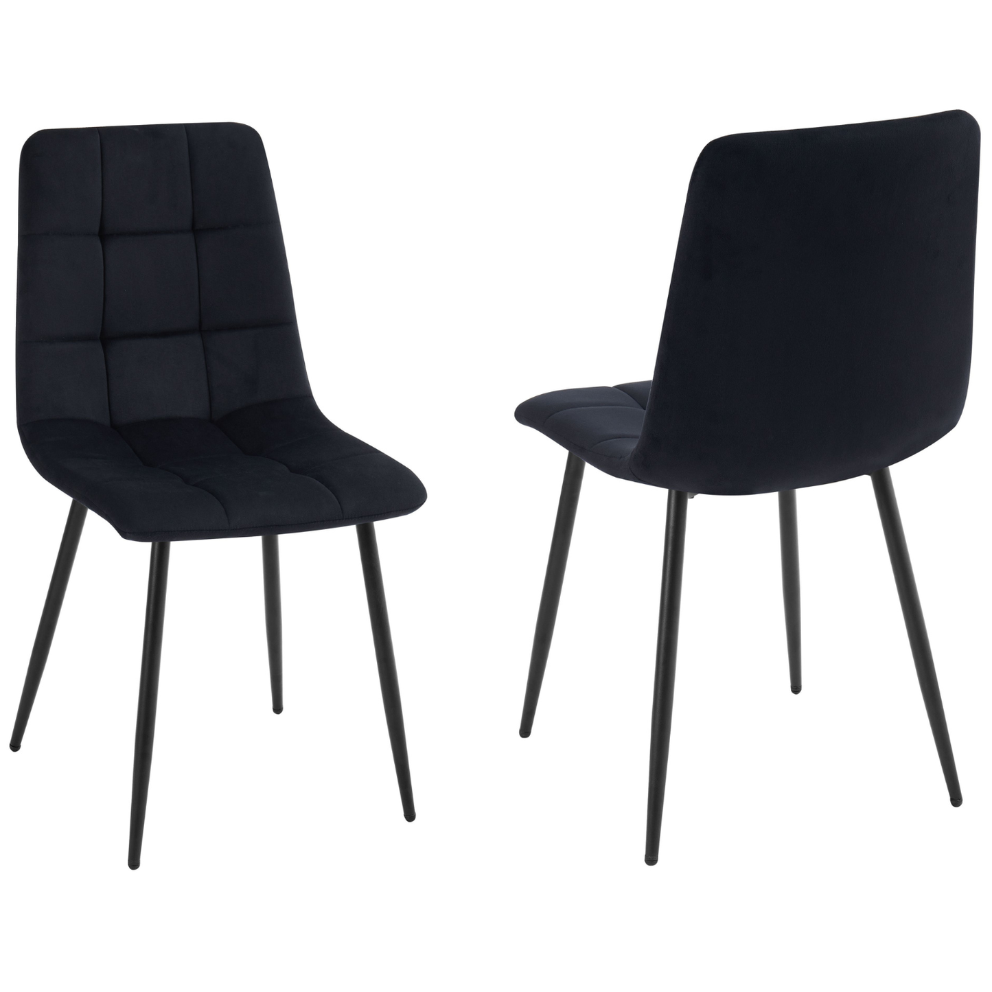 Gepolsterte Esszimmerstuhl mit Rückenlehne aus Samt und Metallbeine Schwarz 6er Set