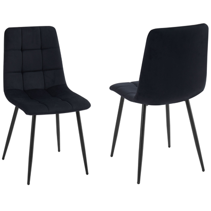 Gepolsterte Esszimmerstuhl mit Rückenlehne aus Samt und Metallbeine Schwarz 6er Set