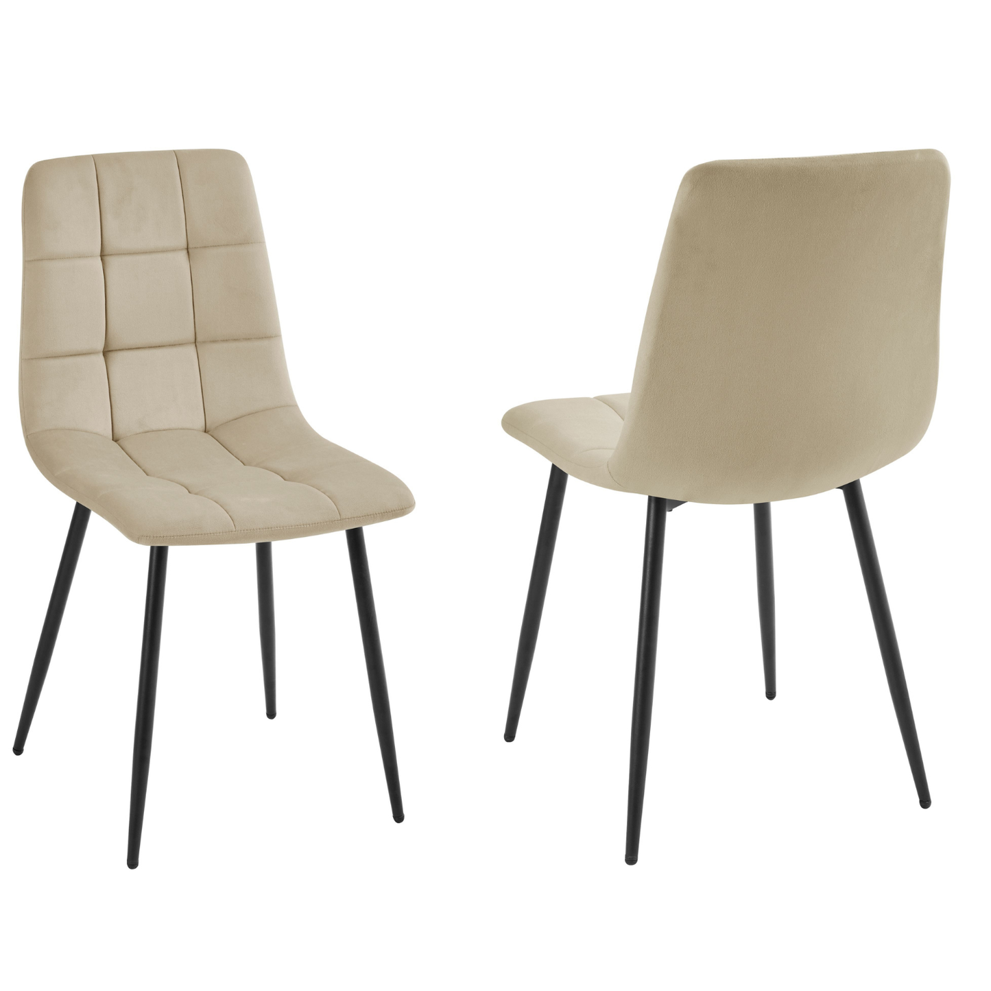 Gepolsterte Esszimmerstuhl mit Rückenlehne aus Samt und Metallbeine Beige 6er Set