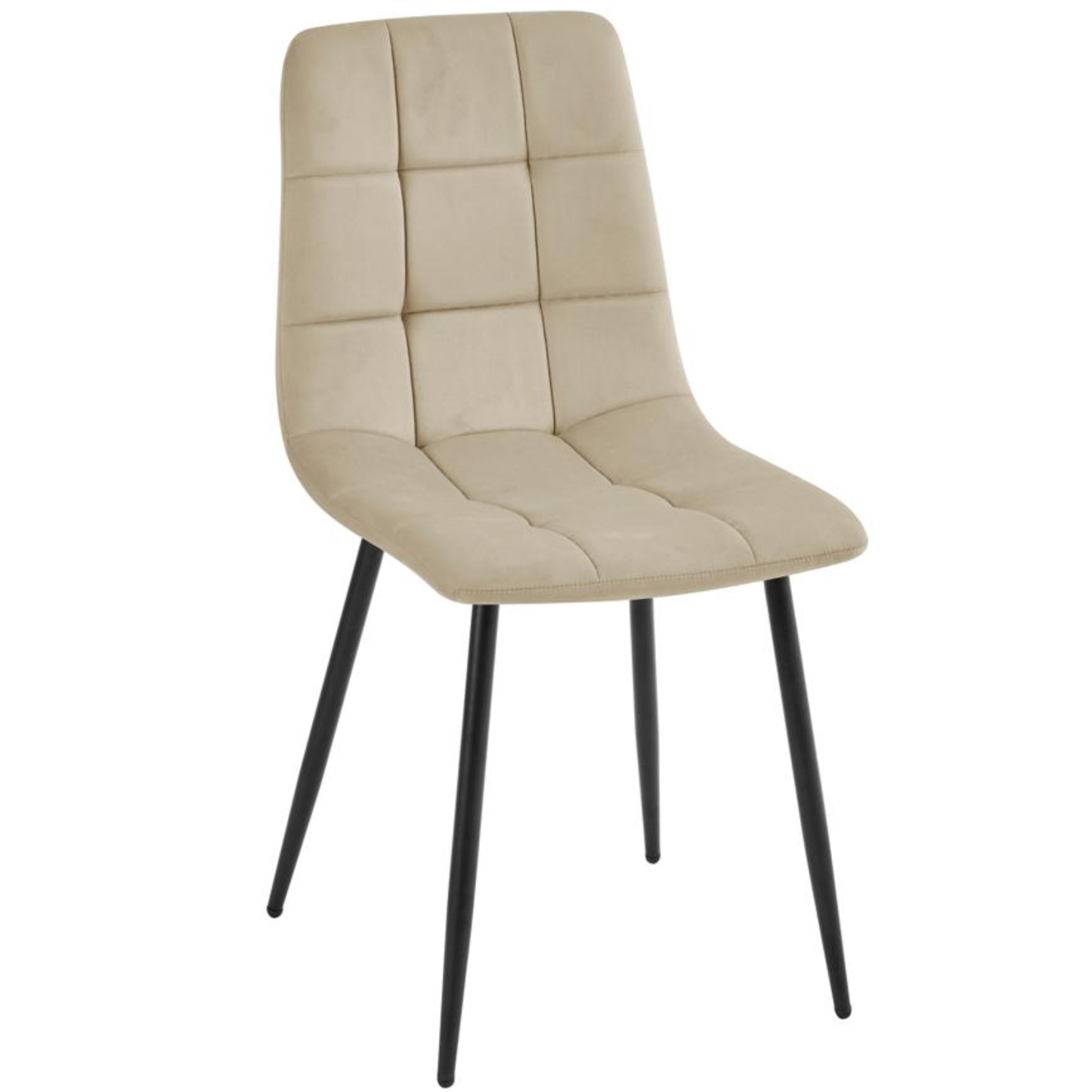 Gepolsterte Esszimmerstuhl mit Rückenlehne aus Samt und Metallbeine Beige 6er Set