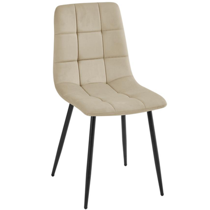 Gepolsterte Esszimmerstuhl mit Rückenlehne aus Samt und Metallbeine Beige 6er Set