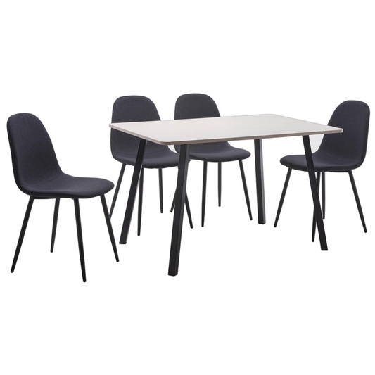 Essgruppe Set 5 Tlg. Inkl. Tisch weiß/schwarz 120x80cm