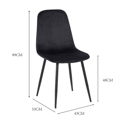 Esszimmerstuhl mit Rückenlehne in Samt Schwarz 4er Set