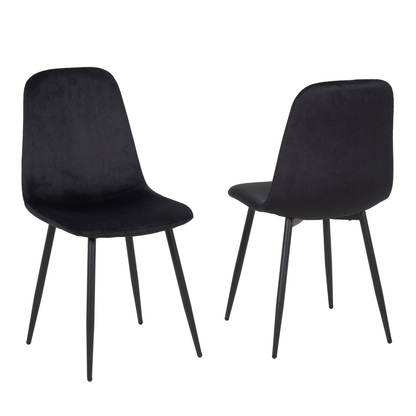 Esszimmerstuhl mit Rückenlehne in Samt Schwarz 4er Set