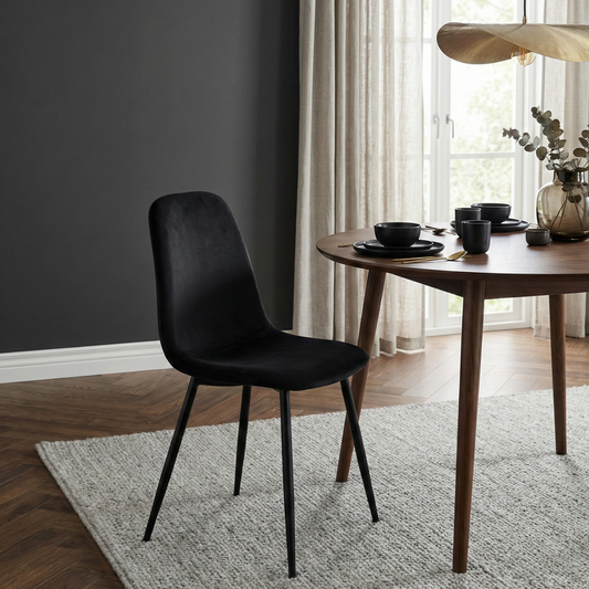 Esszimmerstuhl mit Rückenlehne in Samt Schwarz 4er Set