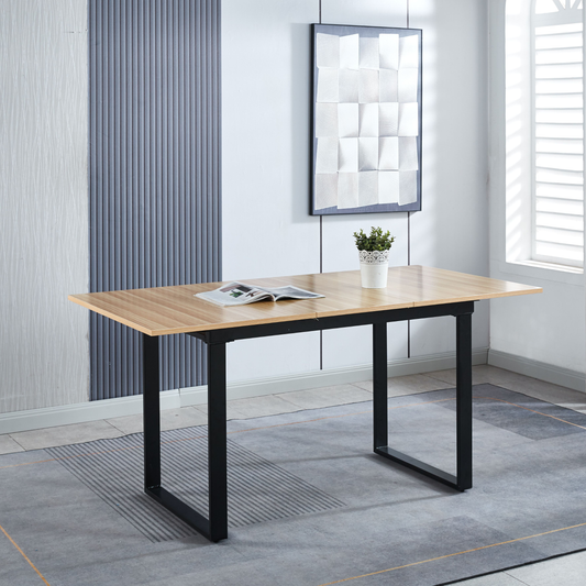 Esstisch Wohnzimmertisch ausklappbar braun 120 - 160cm mit schwarzen Metallbeinen