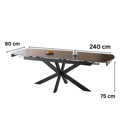 Moderner Ausziehbarer Keramik Esstisch Schwarz 180 cm