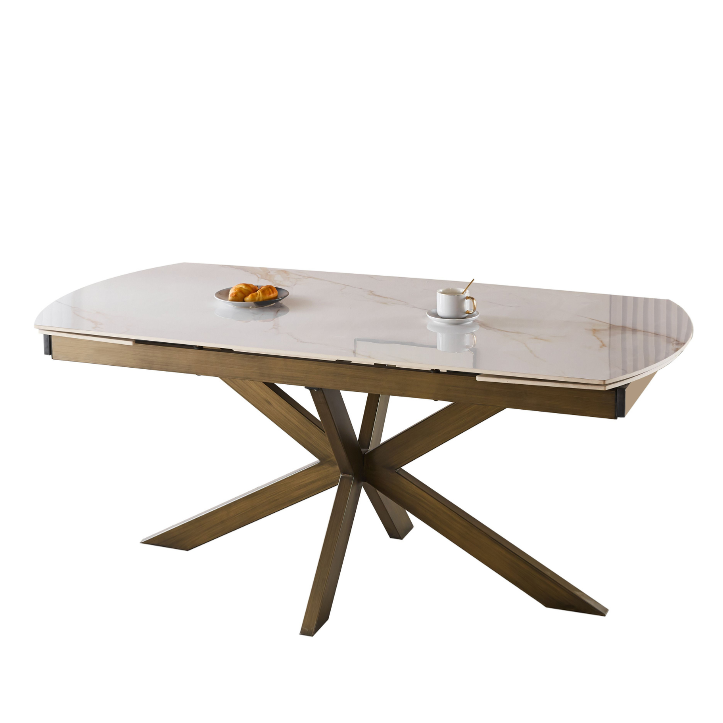 Moderner Ausziehbarer Keramik Esstisch Cream 180 cm