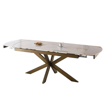 Moderner Ausziehbarer Keramik Esstisch Cream 180 cm