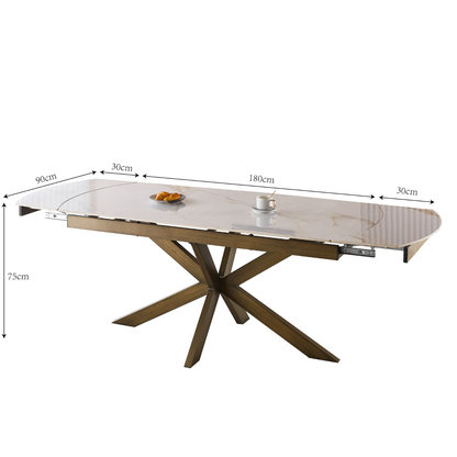 Moderner Ausziehbarer Keramik Esstisch Cream 180 cm