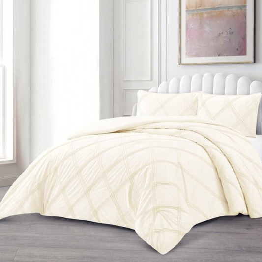 Tagesdecke Set Lara Überwurf Decke 3-Teilig 240 x 250 cm , atmungsaktiv 2-Personen Beige