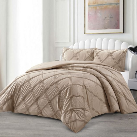 Tagesdecke Set Lara Überwurf Decke 3-Teilig 240 x 250 cm , atmungsaktiv 2-Personen Braun