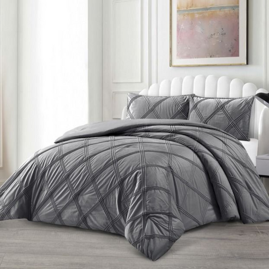 Tagesdecke Set LARA Überwurf Decke 3-Teilig 240 x 250 cm , atmungsaktiv 2-Personen Grau