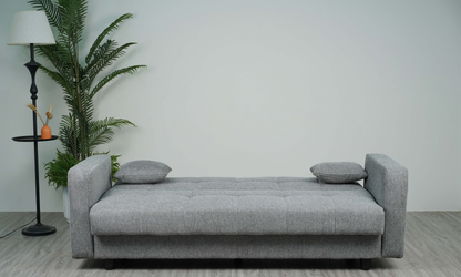 Sofa mit Schlaffunktion in Hochwertige graue Stoff inkl, 2 Rückenkissen