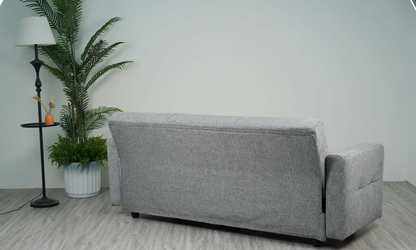 Sofa mit Schlaffunktion in Hochwertige graue Stoff inkl, 2 Rückenkissen