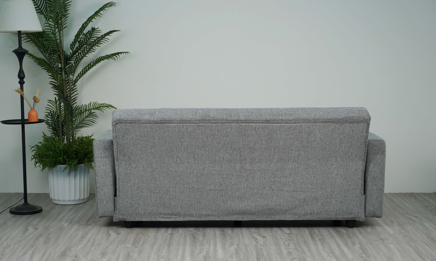 Sofa mit Schlaffunktion in Hochwertige graue Stoff inkl, 2 Rückenkissen