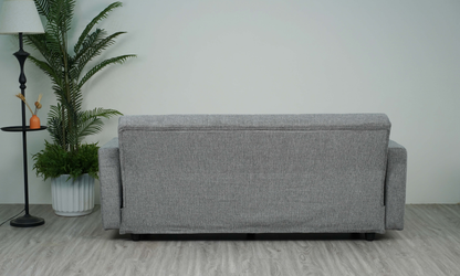 Sofa mit Schlaffunktion in Hochwertige graue Stoff inkl, 2 Rückenkissen