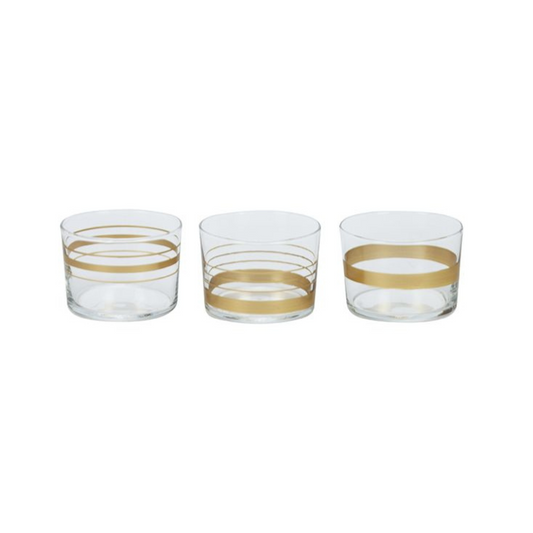 Bricard Tumblergläser-Set Lines Trinkglas Whiskygläser 210 ml 3er - Set Gold