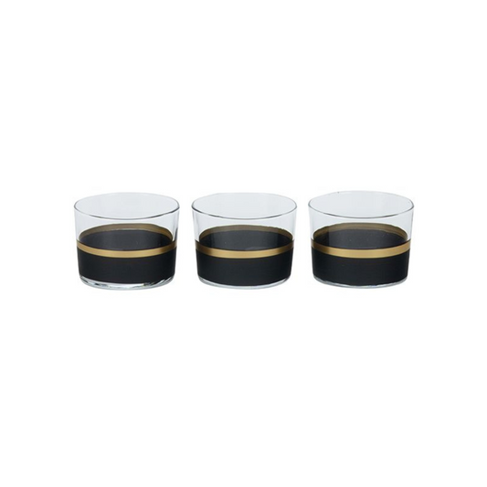 Bricard Tumblergläser-Set Lines Trinkglas Whiskygläser 210 ml 3er - Set Schwarz - Gold